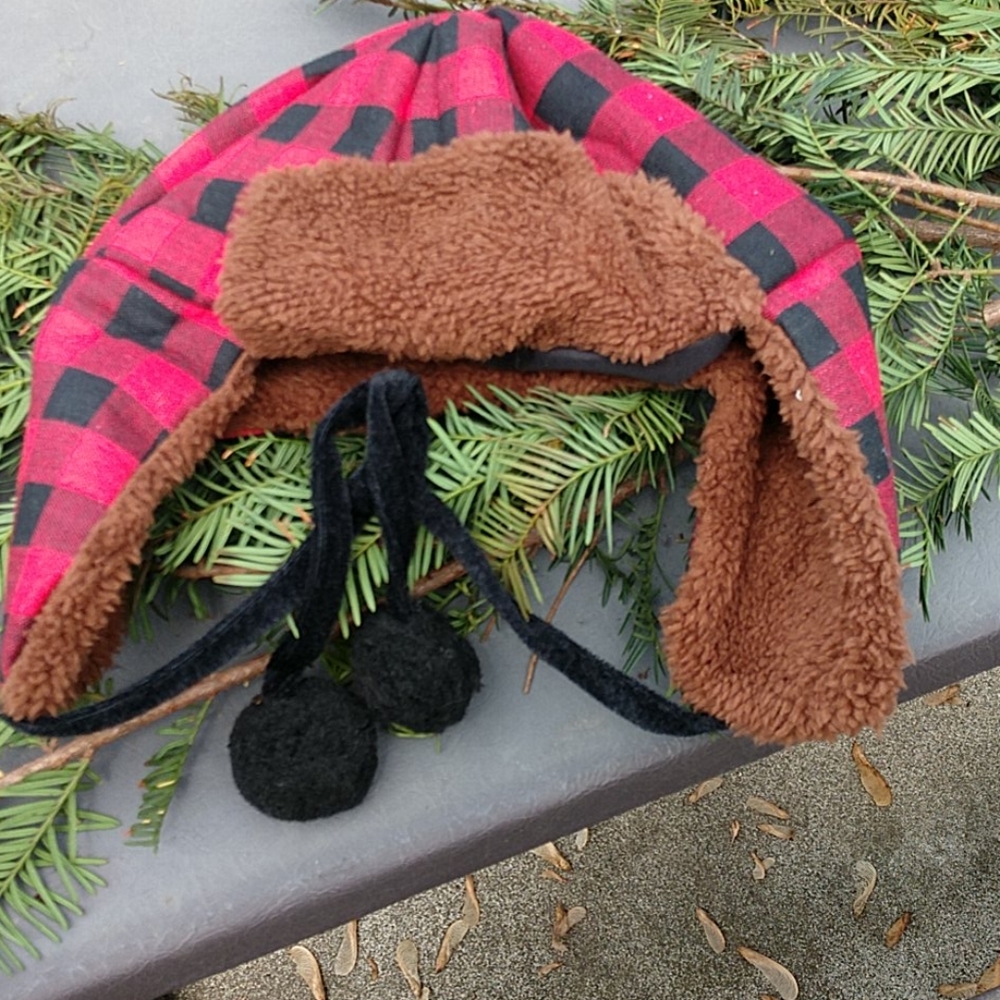 Trapper Hat, Red Buffalo Check